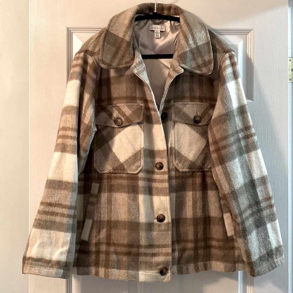 Topshop neutral Plaid Jacket
